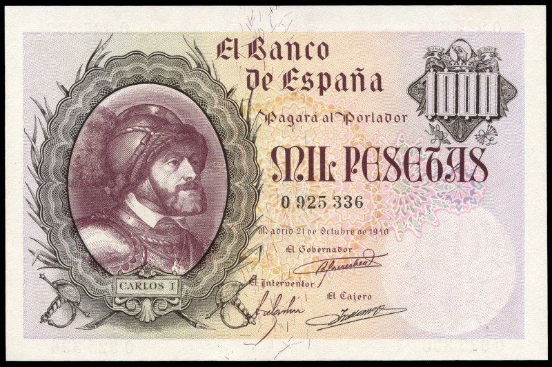 1.000 pesetas. 1940. Madrid. (Ed 2017-445). (Ed 2002-D46). 21 de octubre, Carlos...