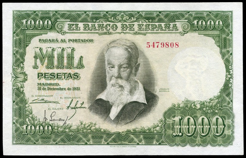 1.000 pesetas. 1951. Madrid. (Ed 2017-463). (Ed 2002-D64). 31 de diciembre, Joaq...