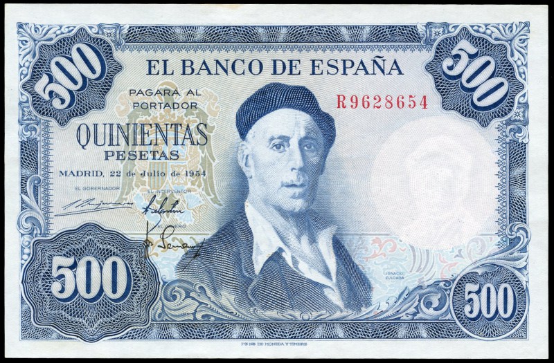 500 pesetas. 1954. Madrid. (Ed 2017-468b). (Ed 2002-D69b). 22 de julio, Ignacio ...