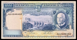 Angola. 1.000 escudos. 1970. (Y-98). 10 de junio, Americo Tomás. Doblez central y en esquina. EBC-. Est...60,00.