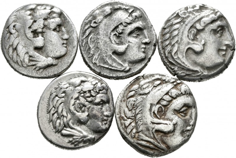 Grecia Antigua. Lote de 5 dracmas diferentes de Alejandro III Magno. A EXAMINAR....