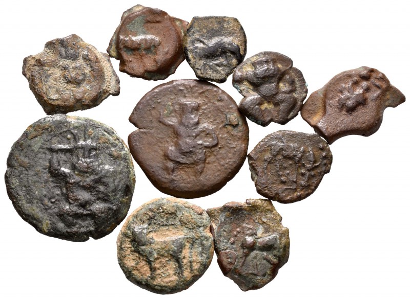 Hispania Antigua. Lote de 10 bronces ibéricos de Ebusus. A EXAMINAR. BC-/BC. Est...