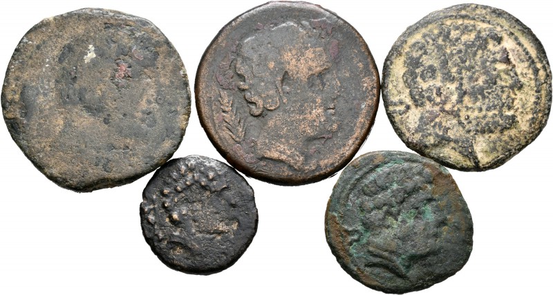 Hispania Antigua. Lote de 5 bronces ibéricos de diferentes. A EXAMINAR. BC-/MBC-...