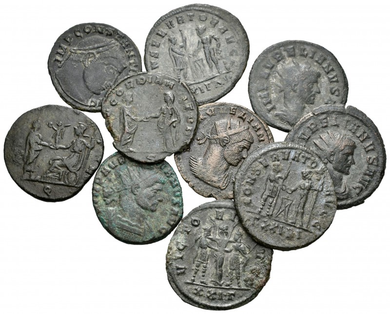 Imperio Romano. Lote de 10 bronces de Bajo Imperio Romano. A EXAMINAR. BC/MBC. E...