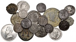 Varios. Lote heterogéneo con 20 monedas, Imperio Romano (14), Imperio Bizantino (1), Monedas musulmanas (1), Moneda española (4). A EXAMINAR. BC/EBC+....