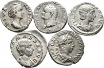 Imperio Romano. Lote de 5 denarios del Imperio Romano. Todos ellos diferentes. A EXAMINAR. MBC-/MBC. Est...200,00.