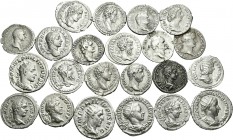Imperio Romano. Lote de 22 monedas del Imperio Romano, denarios (18) de los siguientes emperadores; Adriano, Faustina Madre, Marco Aurelio, Domiciano,...