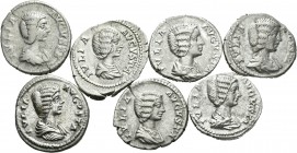 Imperio Romano. Lote de 7 denarios de Julia Domna, todos ellos diferentes. A EXAMINAR. BC+/MBC. Est...180,00.