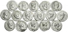 Imperio Romano. Lote de 16 denarios de Caracalla, en su gran mayoría diferentes. A EXAMINAR. MBC-/MBC+. Est...350,00.