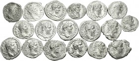 Imperio Romano. Lote de 18 denarios de Septimio Severo, en su gran mayoría diferentes. A EXAMINAR. BC+/MBC+. Est...400,00.