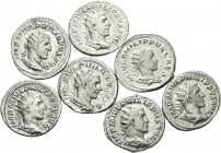 Imperio Romano. Lote de 7 antoninianos de Filipo I, en su mayoría diferentes. A EXAMINAR. MBC+/EBC-. Est...150,00.