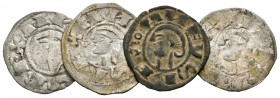 Medieval. Lote de 4 dineros de Alfonso I de Aragón de la ceca de Toledo. A EXAMINAR. BC+/MBC. Est...40,00.