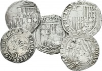 Fernando e Isabel (1474-1504). Lote de 5 monedas de plata, 1 real (4) y 1/2 real (1). A EXAMINAR. BC/MBC-. Est...80,00.
