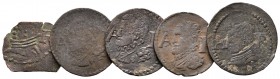 Felipe III (1598-1621). Lote de 5 ardites diferentes, 1613, 1614, 1616, 1655 y otro sin fecha visible. A EXAMINAR. BC/MBC-. Est...35,00.