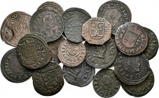 Felipe IV (1621-1665). Lote de 42 cobres diferentes. A EXAMINAR. BC-/MBC. Est...120,00.