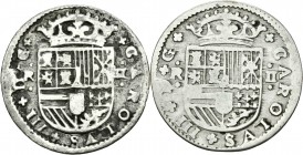 Carlos III, Pretendiente. Lote de 2 monedas de 2 reales, 1710 y 1712. A EXAMINAR. BC-/BC. Est...30,00.