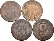 Fernando VII (1808-1833). Lote de 4 monedas diferentes de 6 cuartos de Fernando VII de la ceca de Cataluña, 1810, 1811, 1812 y 1823. A EXAMINAR. BC/BC...