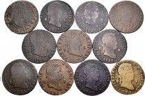 Fernando VII (1808-1833). Lote de 11 monedas de 8 maravedís de Fernando VII de la ceca de Segovia, 1817, 1819, 1820, 1822, 1823, 1824, 1829, 1831 (2),...
