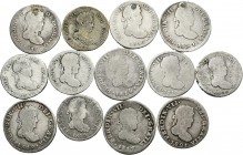 Fernando VII (1808-1833). Lote de 13 monedas de 1/2 real de Fernando VII, México (1816 (2), 1817, 1819, 1821), Madrid (1814, 1819, 1821 1828, 1833), P...