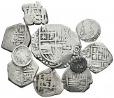 España. Lote heterogéneo de 10 monedas de plata de Monarquía Española, diferentes valores. A EXAMINAR. BC-/MBC-. Est...110,00.