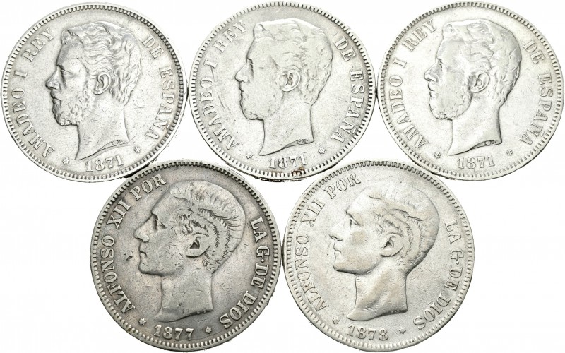 Centenario de la Peseta (1868-1931). Lote de 15 monedas diferentes de 5 pesetas ...