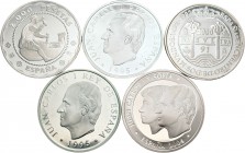 Juan Carlos I (1975-2014). Lote de 5 monedas de 2000 pesetas españolas diferentes. A EXAMINAR. PROOF. Est...90,00.