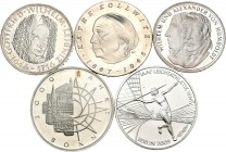 Alemania. Lote de 5 monedas modernas alemanas de plata 1966, 1989, 2009 y 1967 (2). A EXAMINAR. PROOF. Est...120,00.