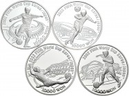Corea del Sur. Lote de 4 monedas diferentes de Corea del Norte de 10.000 won, Mundial de Fútbol Korea-Japón 2002. A EXAMINAR. PROOF. Est...100,00.