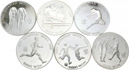 Corea del Sur. Lote de 6 monedas diferentes de Corea del Sur de 10.000 won de los Juegos Olímpicos de Seúl. A EXAMINAR. PROOF. Est...120,00.
