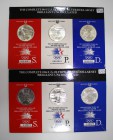 Estados Unidos. Lote de 2 sets con 3 monedas de plata conmemorando las Olimpiadas de Los Ángeles 1984. SC. Est...100,00.