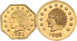 Estados Unidos. Lote de 2 reproducciones de California Gold 1856 de 1/2 y 1/4 dollar. A EXAMINAR. EBC. Est...75,00.