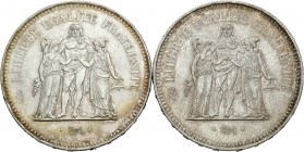 Francia. Lote de dos piezas de 50 francos franceses 1976, 1977 con brillo original. A EXAMINAR. SC-. Est...25,00.