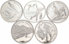 Francia. Lote de 9 monedas de Francia diferentes de 100 francos, con motivos de los juegos olímpicos de invierno de Albertville 1992. A EXAMINAR. PROO...