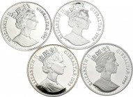 Gibraltar. Lote de 4 monedas de Gibraltar, 35 euros (3) y 1 libra (1). A EXAMINAR. PROOF. Est...70,00.