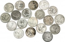 Guatemala. Lote de 19 monedas diferentes de 1/4 de real de Guatemala. A EXAMINAR. MBC/MBC+. Est...60,00.