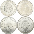 Holanda. Lote de 4 monedas de Holanda, 2 1/2 gulden 1964 y 10 gulden 1970, 1973 y 1978. A EXAMINAR. EBC+/SC. Est...75,00.