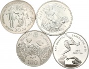 Maldivas. Lote de 4 monedas de Maldivas de plata. A EXAMINAR. PROOF. Est...100,00.