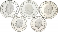 Noruega. Lote de 5 monedas de plata de Noruega con motivos olímpicos. A EXAMINAR. PROOF. Est...60,00.