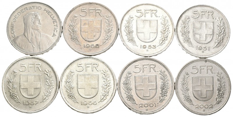 Suiza. Lote de 34 monedas de Suiza, 5 francos (8) y 1/2 franco (26). A EXAMINAR....