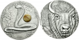 Togo. Lote de 2 monedas de Togo de plata de 1500 francos CFA, de gran relieve con serpiente y ñu. A EXAMINAR. PROOF. Est...200,00.