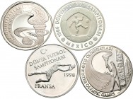 Turquía. Lote de 4 monedas modernas de plata de Turquía, 10.000 liras (3) y 75.000 liras (1), todas con motivos de acontecimientos deportivos. A EXAMI...
