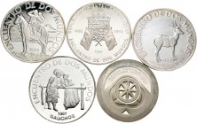Uruguay. Lote de 5 monedas modernas de plata de Uruguay. A EXAMINAR. PROOF. Est...140,00.