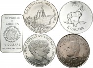 Extranjero. Lote de 22 monedas africanas de plata de distintos países: Lesoto, Liberia, Malawi, República del Congo (3), RepúblicaÁrabe Saharaui, Seyc...