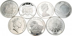 Extranjero. Lote de 7 monedas de plata modernas, Belice, Benim, Bielorrusia, Bermudas y Bolivia. A EXAMINAR. PROOF. Est...150,00.