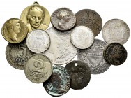 Varios. Lote heterogéneo de 14 piezas, Imperio Romano (4), Imperio Bizantino (1), Moneda Española (5), Estados Unidos (1), además incluye medalla de D...