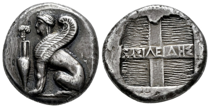 Ionia. Tetradracma. 380-350 a.C. Chios. (Cf. GPCG-pl. 19,39). Anv.: Esfinge sede...