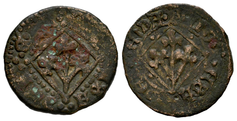 Corona de Aragón. Fernando II. Pugesa. Lleida (Cataluña). (Cru-1448). Ae. 2,43 g...