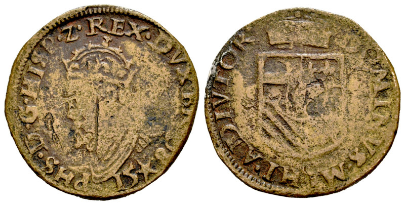 Felipe II (1556-1598). Liard. 1580. Maastricht. (Vanhoudt-321MA). (Vti-556). Ae....