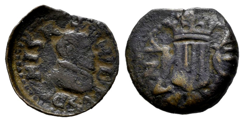 Felipe III (1598-1621). 1 dinero. Granollers. (Cal-41). (Cru C.G-3742). Ae. 0,68...