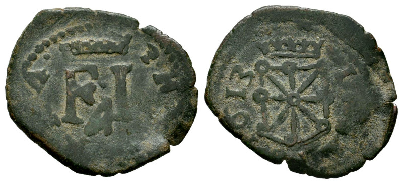 Felipe III (1598-1621). 4 cornados. 1613. Pamplona. (Cal-72). Ae. 2,11 g. MBC. E...